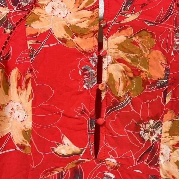 Free People All Eyes on You Mini Swing Dress Floral Red Size 2 - Picture 6 of 9